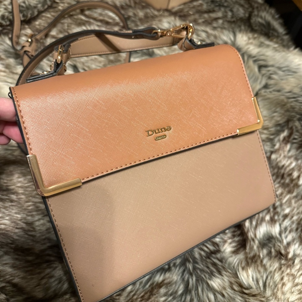 Dune London Tan and Brown Shoulder Bag with Structured Silhouette
